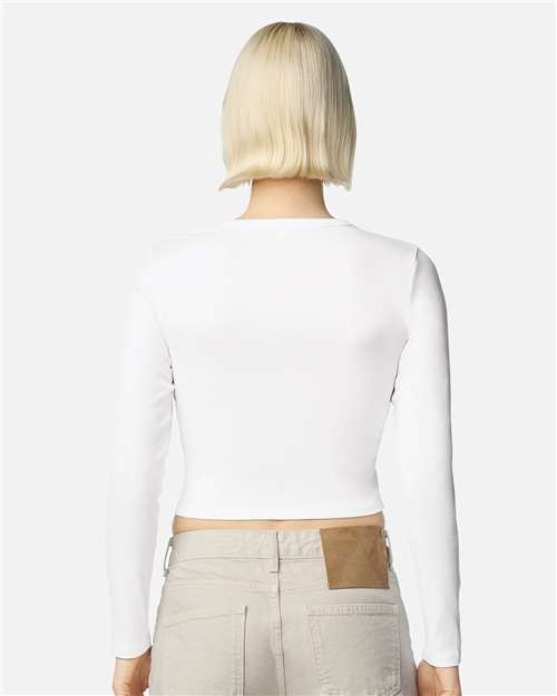 American Apparel BR2107 Women's Baby Rib Long Sleeve Fitted Tee - Back view