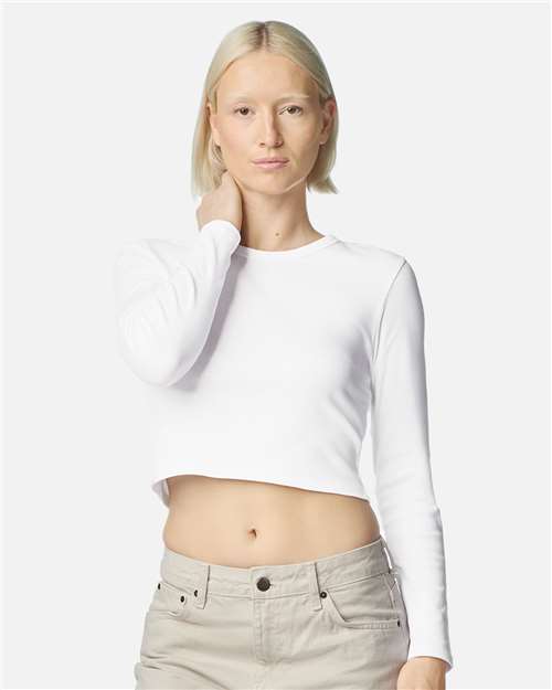 American Apparel BR2107 Women's Baby Rib Long Sleeve Fitted Tee - Front view