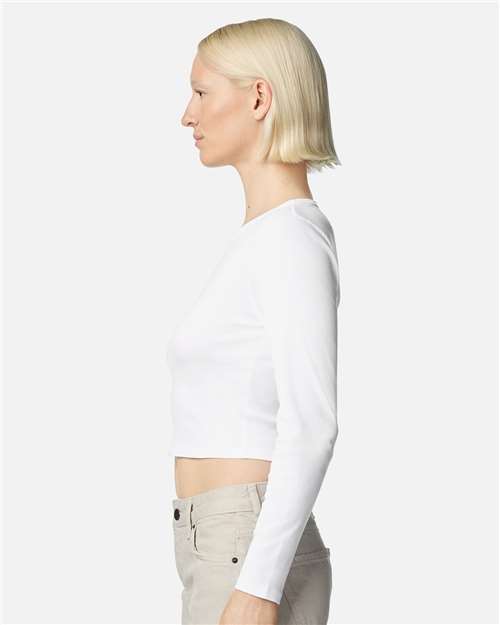 American Apparel BR2107 Women's Baby Rib Long Sleeve Fitted Tee - Side view