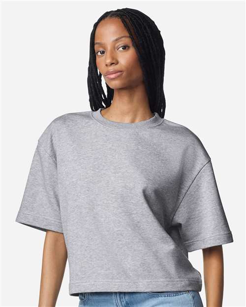 American Apparel FTCB0 Women's French Terry Mid-Length Boxy Top - Front view