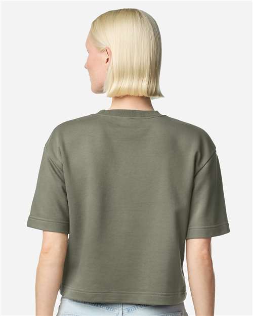 American Apparel FTCB0 Women's French Terry Mid-Length Boxy Top - Back view