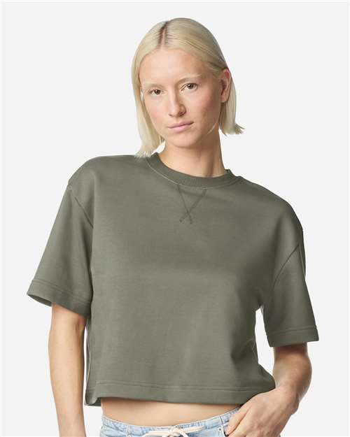 American Apparel FTCB0 Women's French Terry Mid-Length Boxy Top - Front view