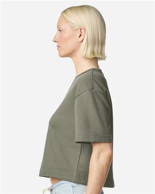 American Apparel FTCB0 Women's French Terry Mid-Length Boxy Top - Side view