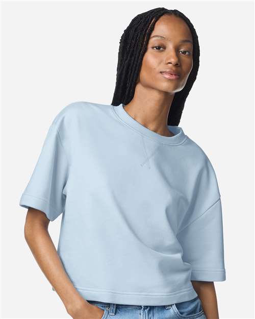 American Apparel FTCB0 Women's French Terry Mid-Length Boxy Top - Front view