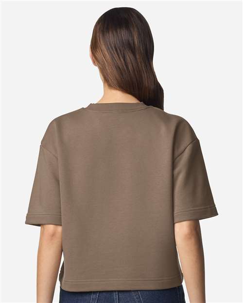 American Apparel FTCB0 Women's French Terry Mid-Length Boxy Top - Back view
