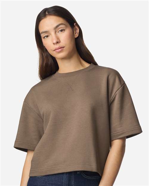 American Apparel FTCB0 Women's French Terry Mid-Length Boxy Top - Front view