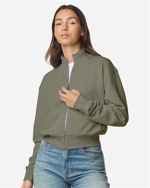American Apparel FTJ00 Women's French Terry Full-Zip Jacket - Front view