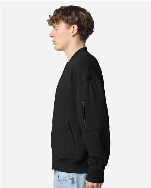 American Apparel FTJ77 Unisex French Terry Bomber Jacket - Side view