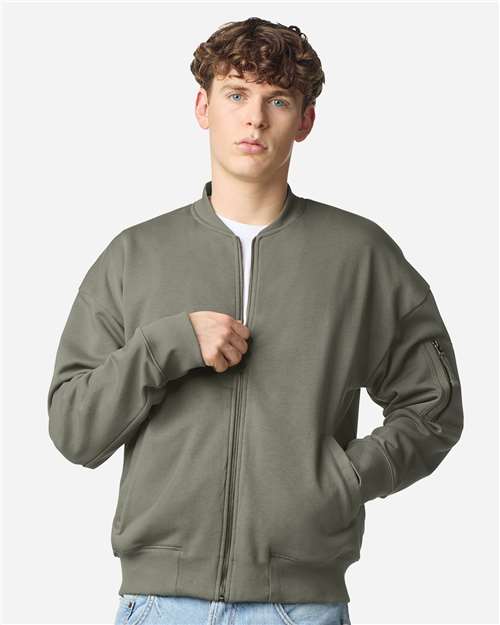 American Apparel FTJ77 Unisex French Terry Bomber Jacket - Front view