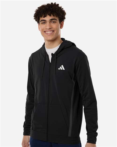 Adidas AT208 Men's Game & Go Fleece Full-Zip Hooded Sweatshirt - Front view