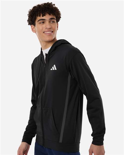 Adidas AT208 Men's Game & Go Fleece Full-Zip Hooded Sweatshirt - Side view