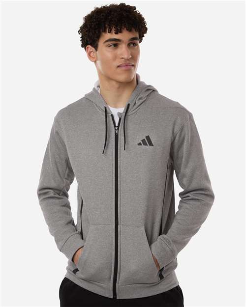 Adidas AT208 Men's Game & Go Fleece Full-Zip Hooded Sweatshirt - Front view