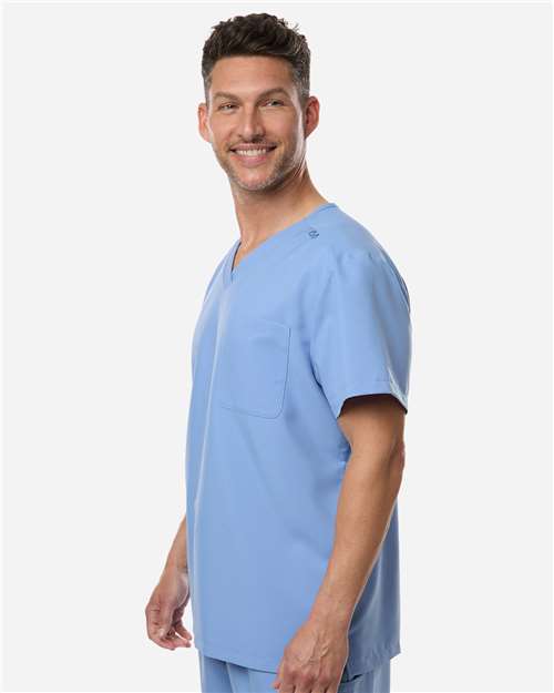 Hanes HMB000 Men's V-Neck 1 Pocket Scrub Top - Side view