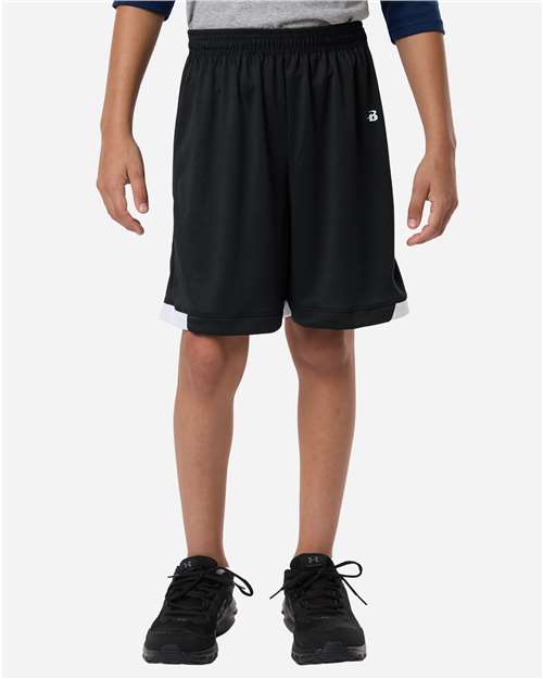 Badger 2301 Youth On The Rise Shorts - Front view