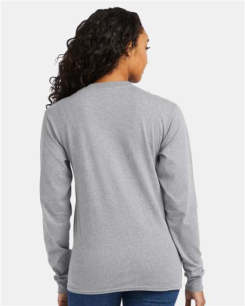 Hanes 5286 Unisex Essential-T Long Sleeve T-Shirt - Back view
