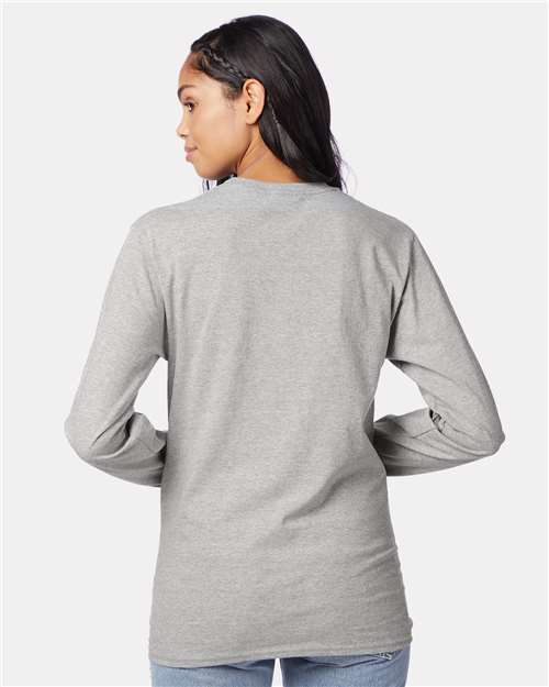 Hanes 5586 Unisex Authentic Long Sleeve T-Shirt - Back view