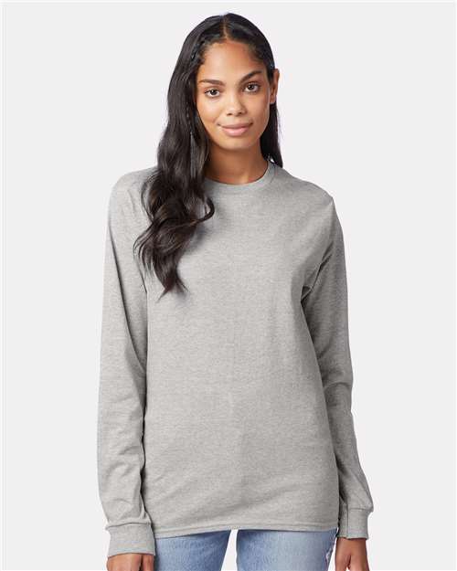 Hanes 5586 Unisex Authentic Long Sleeve T-Shirt - Front view