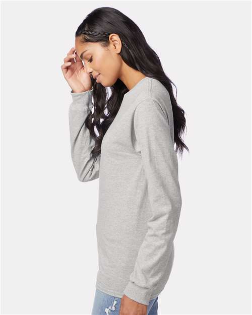 Hanes 5586 Unisex Authentic Long Sleeve T-Shirt - Side view