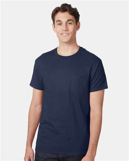 Hanes 5590 Unisex Authentic Pocket T-Shirt - Front view