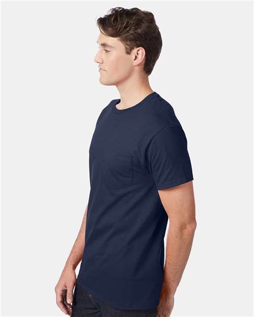 Hanes 5590 Unisex Authentic Pocket T-Shirt - Side view