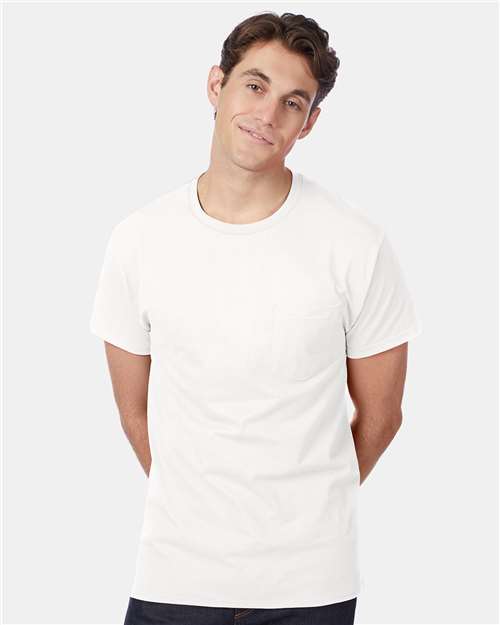 Hanes 5590 Unisex Authentic Pocket T-Shirt - Front view