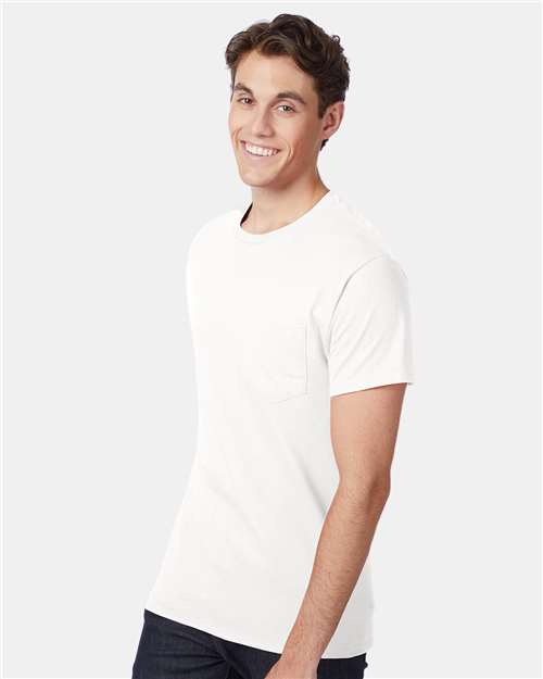 Hanes 5590 Unisex Authentic Pocket T-Shirt - Side view