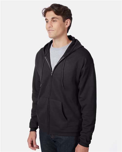 Hanes P180 Unisex EcoSmart? Full-Zip Hooded Sweatshirt - Side view