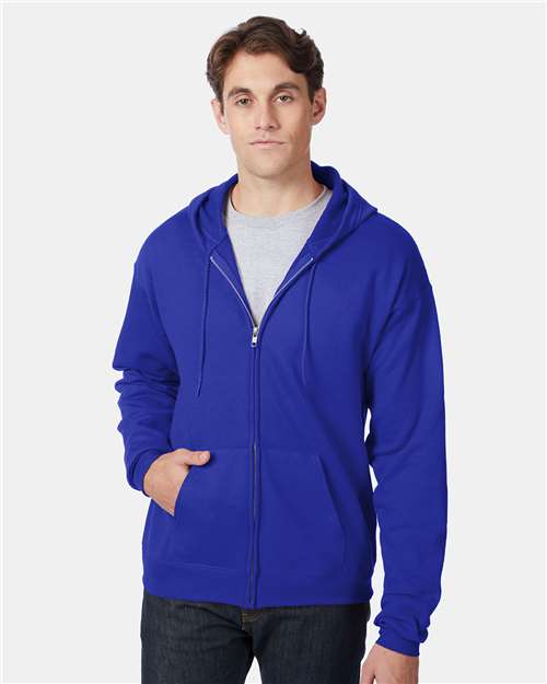 Hanes P180 Unisex EcoSmart? Full-Zip Hooded Sweatshirt - Front view