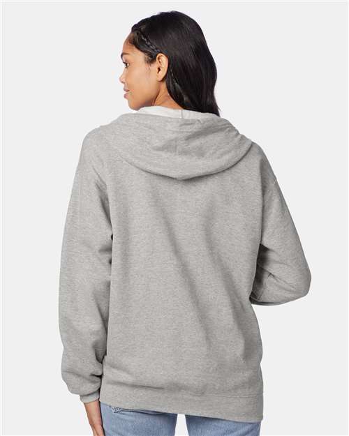 Hanes P180 Unisex EcoSmart? Full-Zip Hooded Sweatshirt - Back view