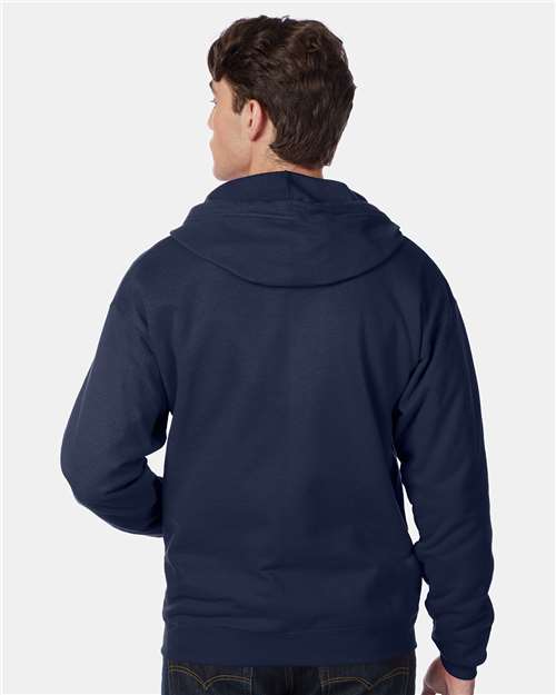 Hanes P180 Unisex EcoSmart? Full-Zip Hooded Sweatshirt - Back view