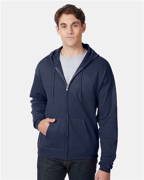 Hanes P180 Unisex EcoSmart? Full-Zip Hooded Sweatshirt - Front view