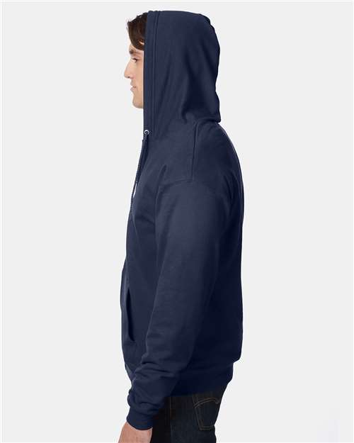 Hanes P180 Unisex EcoSmart? Full-Zip Hooded Sweatshirt - Side view