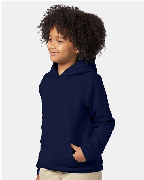 Hanes P473 Youth EcoSmart? Hooded Sweatshirt - Side view