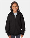Hanes P480 Youth EcoSmart? Full-Zip Hooded Sweatshirt - Front view