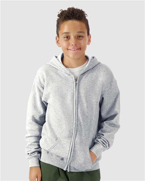 Gildan 18600B Youth Heavy Blend? Full-Zip Hooded Sweatshirt - Front view