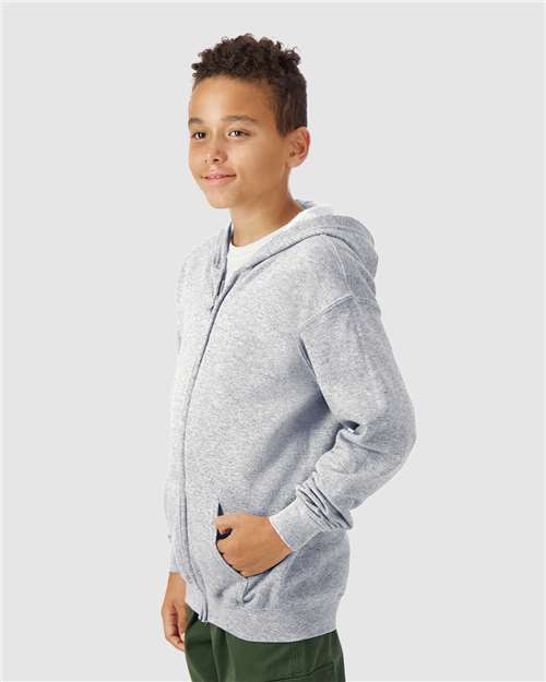 Gildan 18600B Youth Heavy Blend? Full-Zip Hooded Sweatshirt - Side view