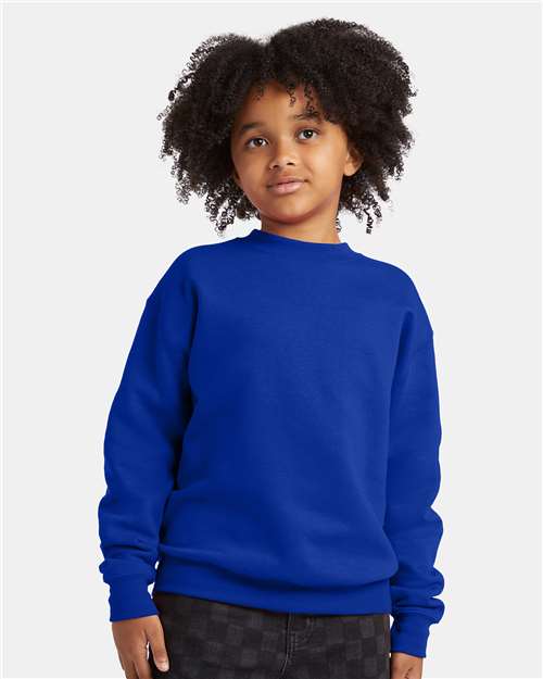 Hanes P360 Youth EcoSmart? Crewneck Sweatshirt - Front view