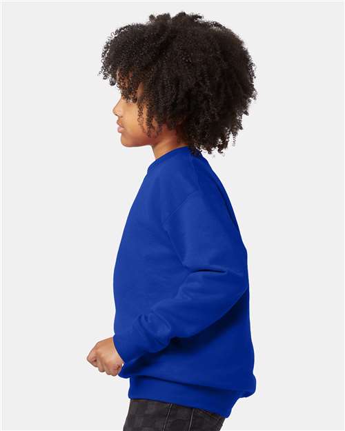 Hanes P360 Youth EcoSmart? Crewneck Sweatshirt - Side view
