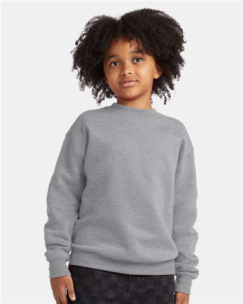 Hanes P360 Youth EcoSmart? Crewneck Sweatshirt - Front view