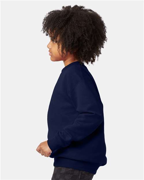 Hanes P360 Youth EcoSmart? Crewneck Sweatshirt - Side view