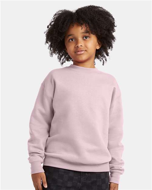 Hanes P360 Youth EcoSmart? Crewneck Sweatshirt - Front view