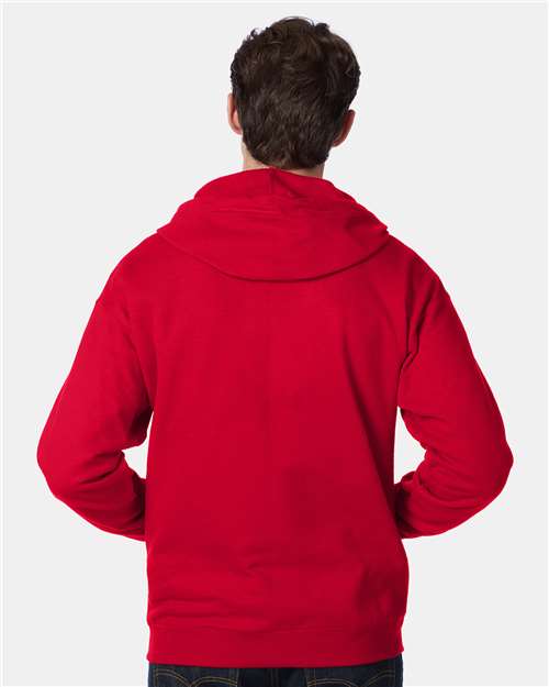 Hanes P180 Unisex EcoSmart? Full-Zip Hooded Sweatshirt - Back view