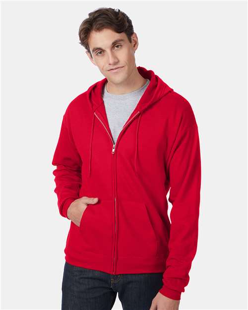 Hanes P180 Unisex EcoSmart? Full-Zip Hooded Sweatshirt - Front view