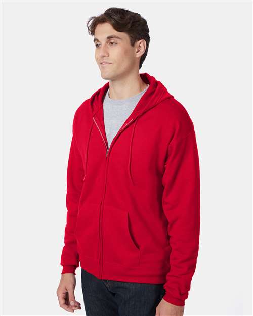 Hanes P180 Unisex EcoSmart? Full-Zip Hooded Sweatshirt - Side view