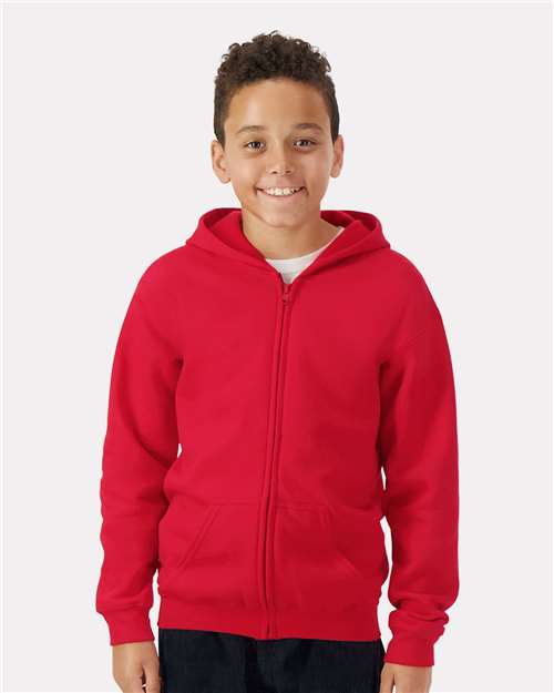 Gildan 18600B Youth Heavy Blend? Full-Zip Hooded Sweatshirt - Front view