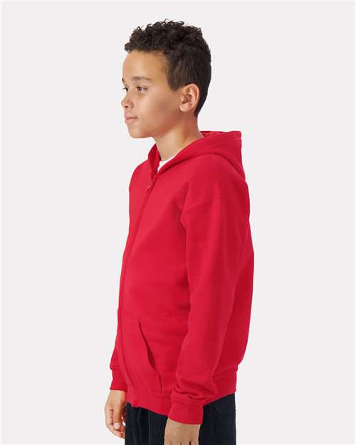 Gildan 18600B Youth Heavy Blend? Full-Zip Hooded Sweatshirt - Side view