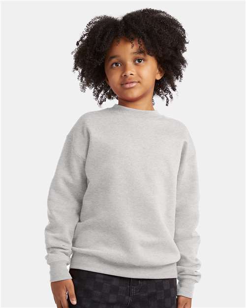 Hanes P360 Youth EcoSmart? Crewneck Sweatshirt - Front view