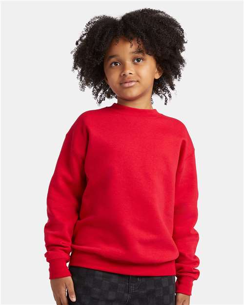 Hanes P360 Youth EcoSmart? Crewneck Sweatshirt - Front view