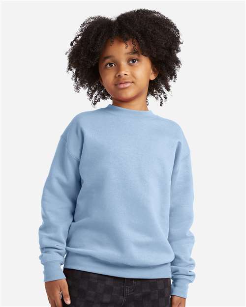 Hanes P360 Youth EcoSmart? Crewneck Sweatshirt - Front view