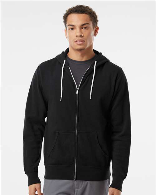 Independent Trading Co. AFX90UNZ Unisex Lightweight Full-Zip Hooded Sweatshirt - Front view